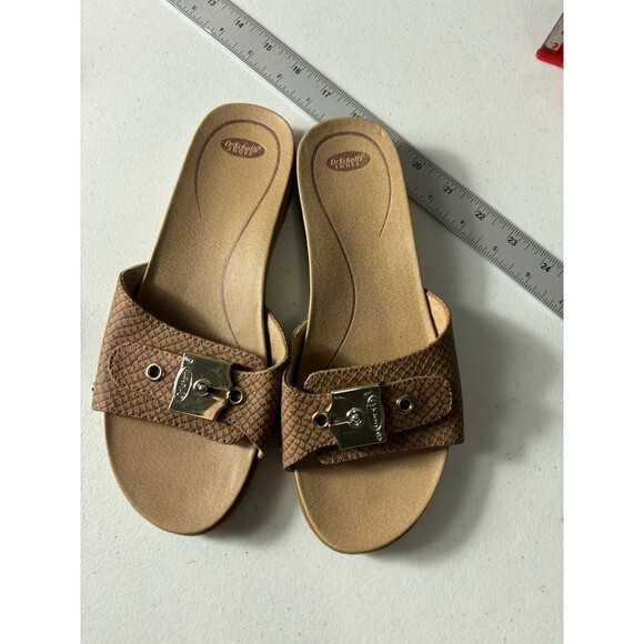 Dr. Scholl's Buckle Slide Sandal Originalist Honey Snake Sz 6 - Picture 1 of 14